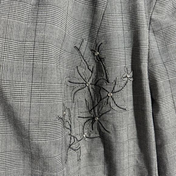 Oscar De La Renta Women 20W Single Button Grey Plaid Houndstooth Blazer Plus - Picture 6 of 10